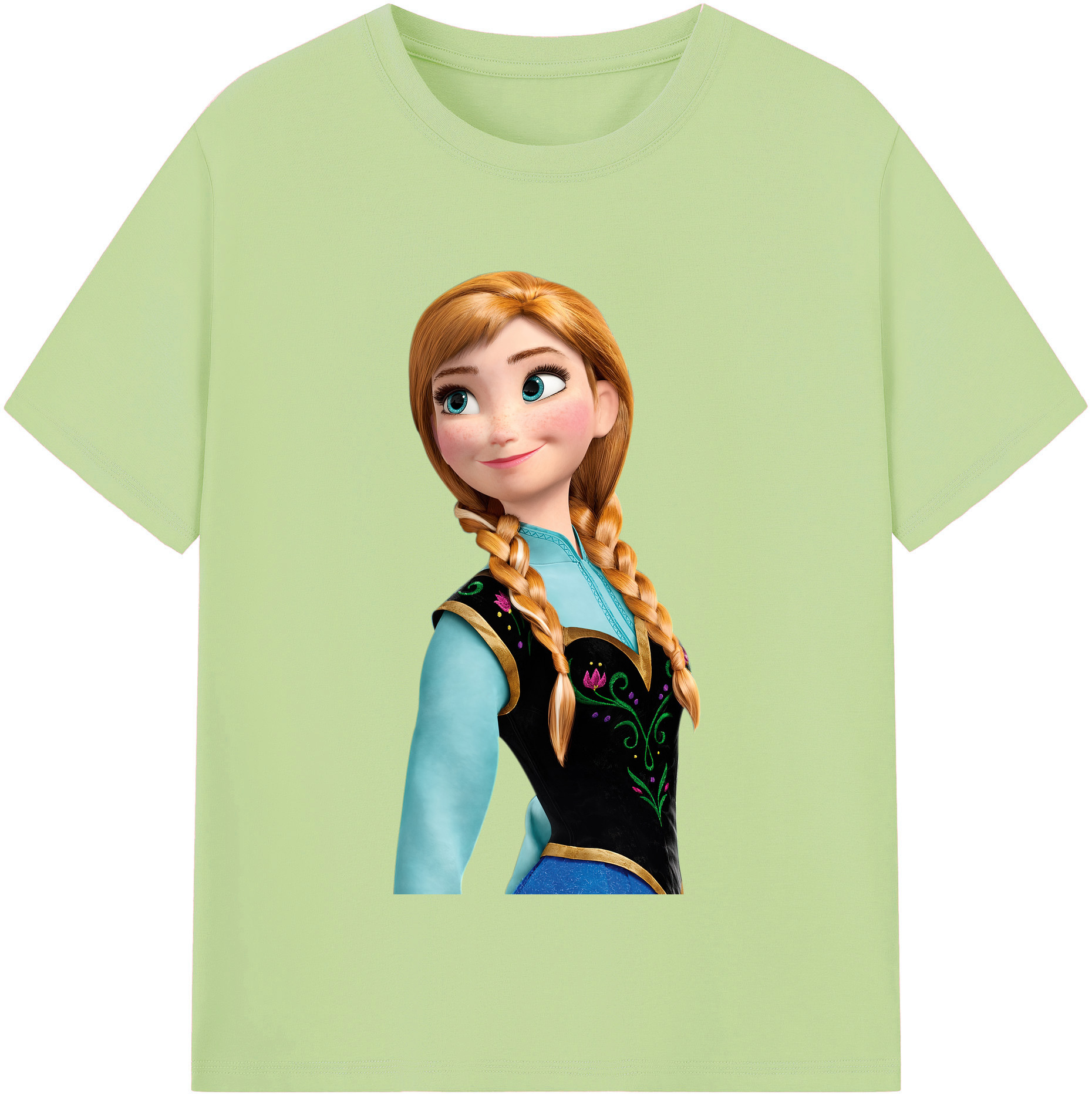 （画像用） アナと雪の女王 アンナ エルサ Frozen Anna Elsa 綿100％半袖Tシャツ（フロントプリント）
